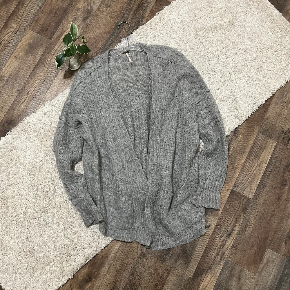 Free People Size Small Gray Alpaca Blend Open Front Weekend Getaway Cardigan